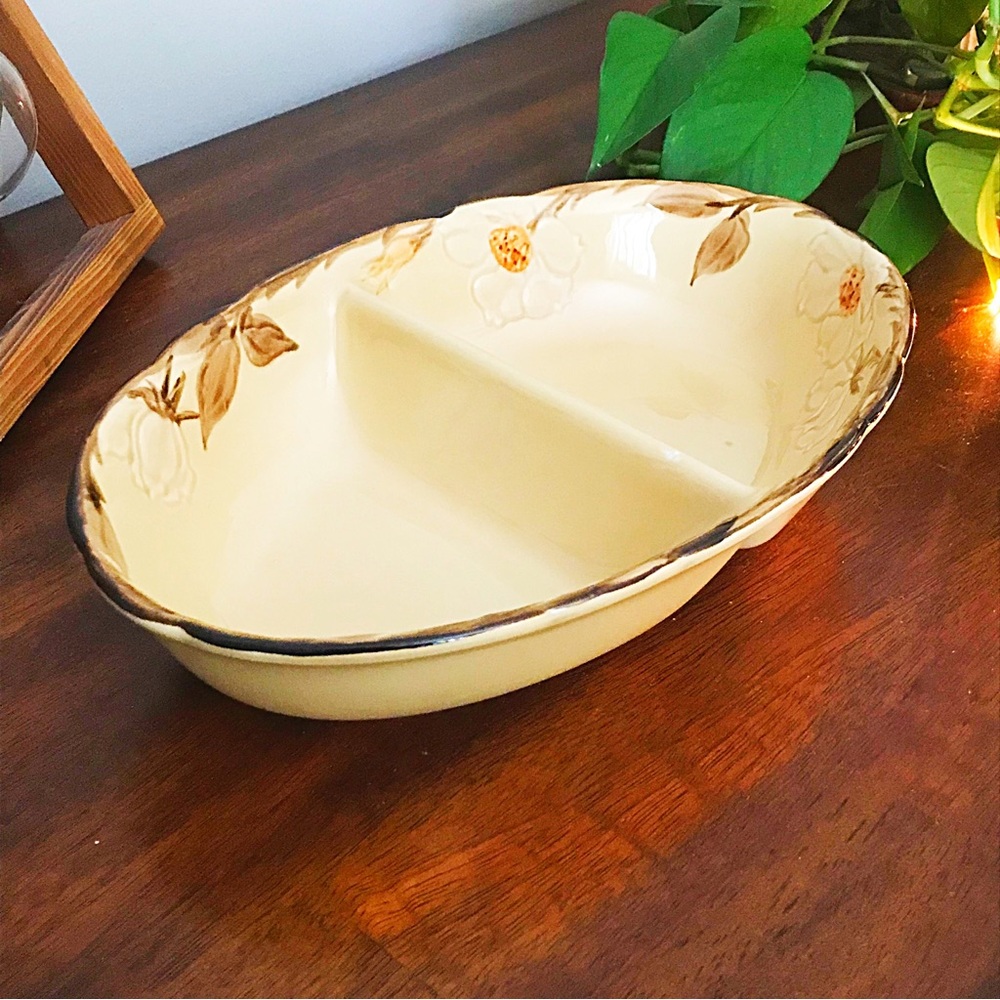 Franciscan Earthenware Cafe Royal 1981 Divided Vegetable Serving Dish